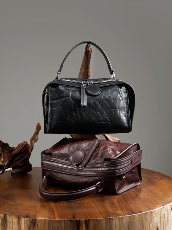 Elova Handcrafted Genuine Leather Bag in Black - E481 view 6