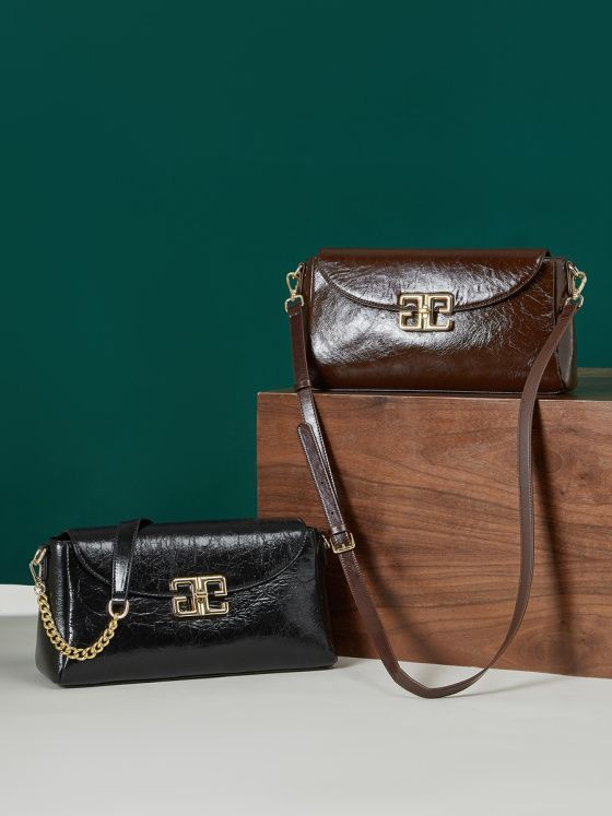 Elova Handcrafted Genuine Leather Crossbody Bag in Black - E478 view 5