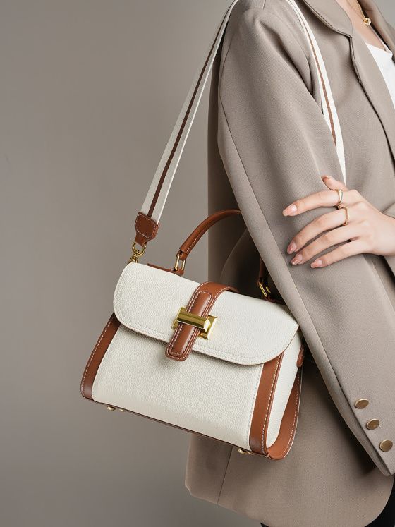 Elova Handcrafted Genuine Leather Crossbody Bag in White - E281 view 4