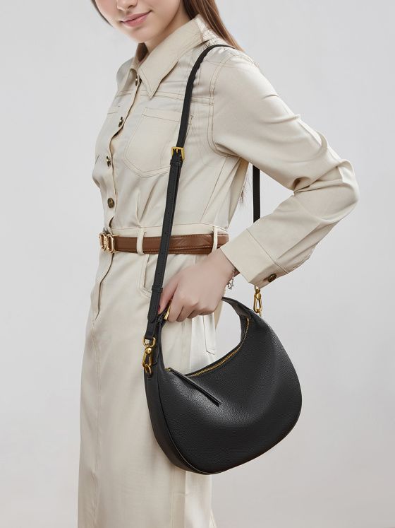 Elova Handcrafted Genuine Leather Crossbody Bag in Black - E817 view 2