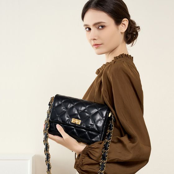 Elova Handcrafted Genuine Leather Crossbody Bag in Black - E355 view 3