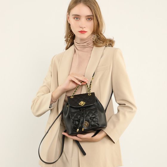 Elova Handcrafted Genuine Leather Bag in Black - E317 view 4