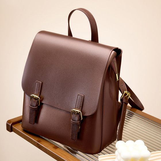 Elova Handcrafted Genuine Leather Backpack in White - E171 view 3