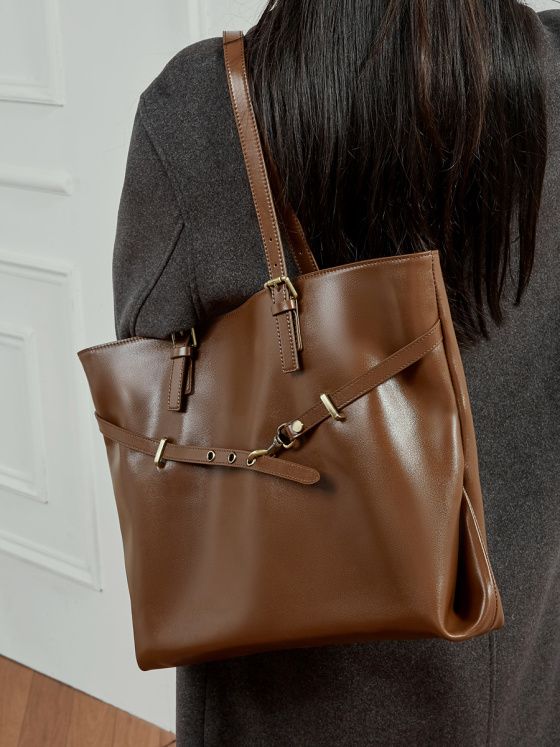 Elova Handcrafted Genuine Leather Tote Bag in Black - E768 view 4