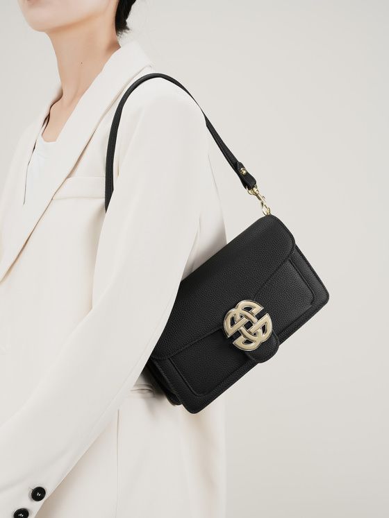 Elova Handcrafted Genuine Leather Crossbody Bag in Black - E267 view 4