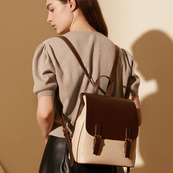 Elova Handcrafted Genuine Leather Backpack in White - E171