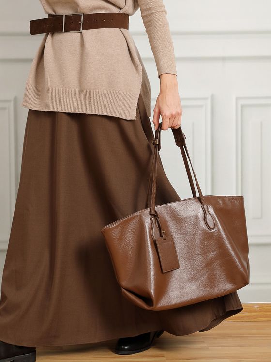 Elova Handcrafted Genuine Leather Tote Bag in Black - E751 view 3