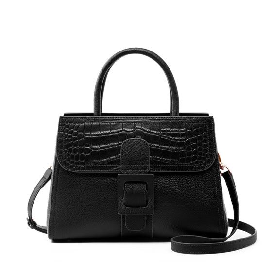 Elova Handcrafted Genuine Leather Crossbody Bag in Black - E393 view 5