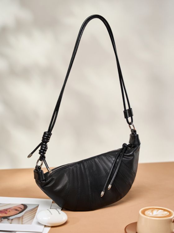 Elova Handcrafted Genuine Leather Crossbody Bag in Black - E436 view 6