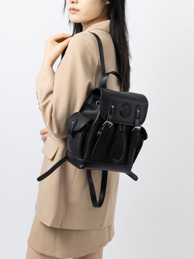 Elova Handcrafted Genuine Leather Backpack in Black - E724 view 6