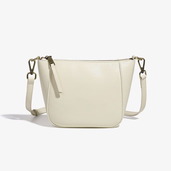 Elova Handcrafted Genuine Leather Crossbody Bag in White - E194 view 6