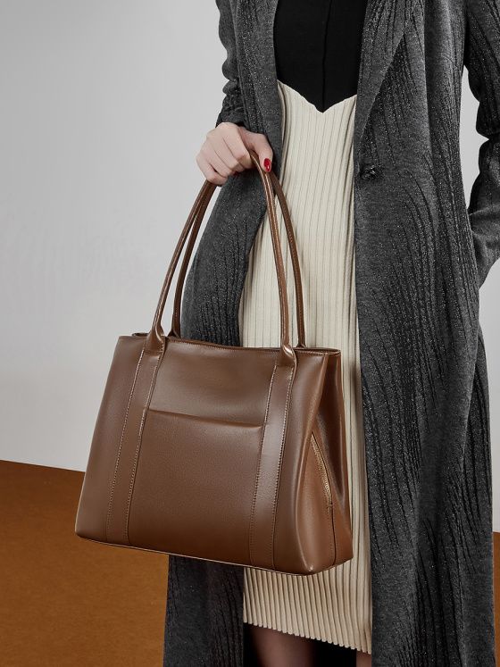 Elova Handcrafted Genuine Leather Tote Bag in Black - E812 view 7