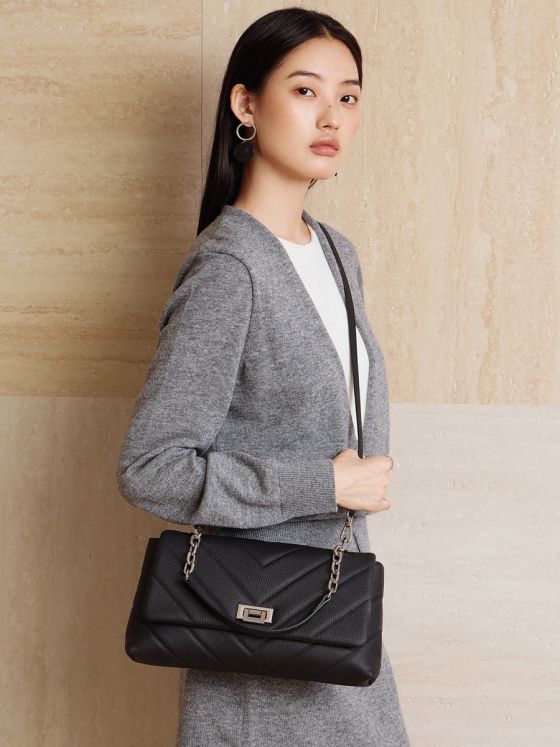 Elova Handcrafted Genuine Leather Crossbody Bag in Black - E732 view 5