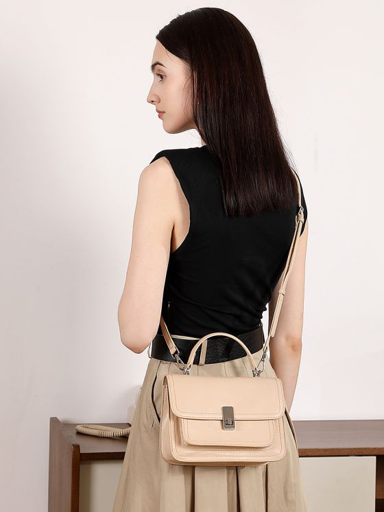 Elova Handcrafted Genuine Leather Crossbody Bag in Black - E683 view 2