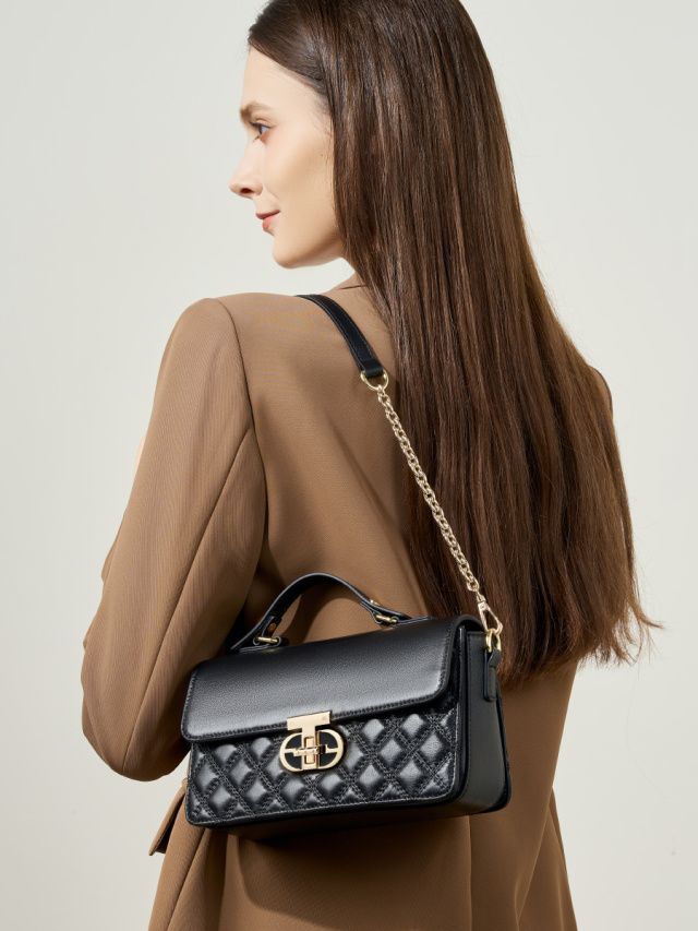 Elova Handcrafted Genuine Leather Bag in Black - E426 view 8