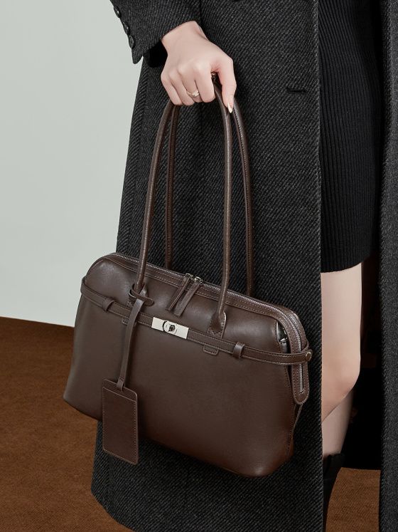 Elova Handcrafted Genuine Leather Tote Bag in Black - E789 view 3