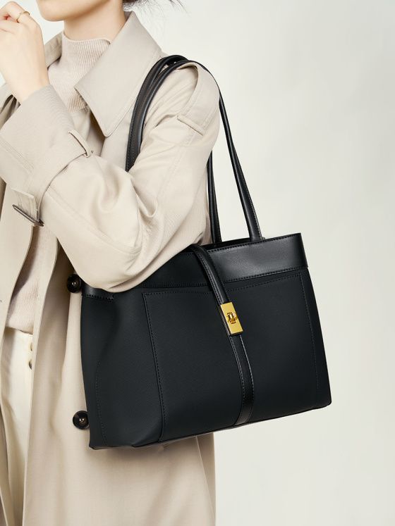 Elova Handcrafted Genuine Leather Tote Bag in Black - E170 view 4