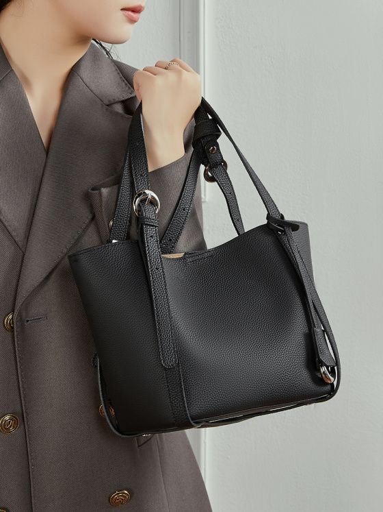 Elova Handcrafted Genuine Leather Tc Bag in Black - E776 view 2