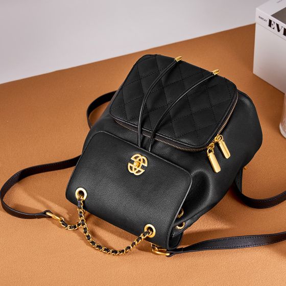 Elova Handcrafted Genuine Leather Backpack in Black - E268 view 6