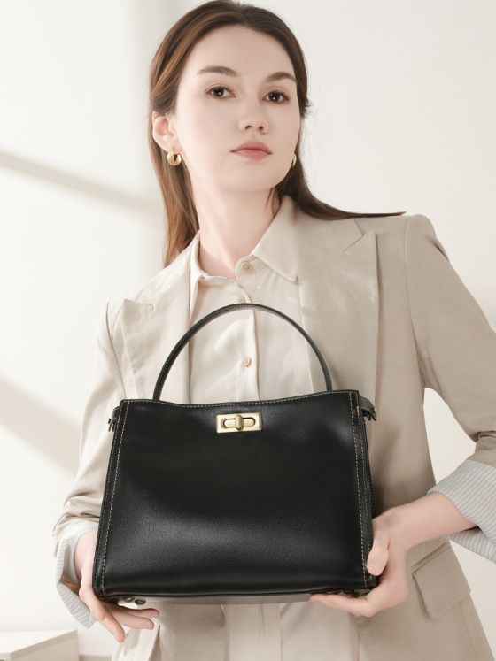 Elova Handcrafted Genuine Leather Crossbody Bag in Black - E634 view 2