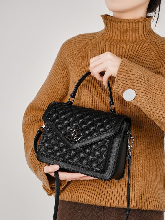 Elova Handcrafted Genuine Leather Crossbody Bag in Black - E248