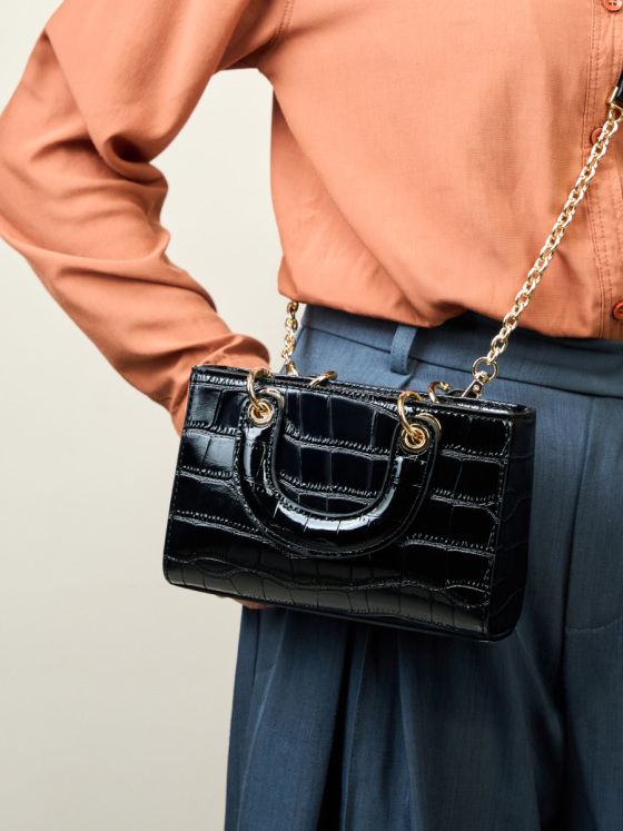 Elova Handcrafted Genuine Leather Crossbody Bag in Black - E626 view 7