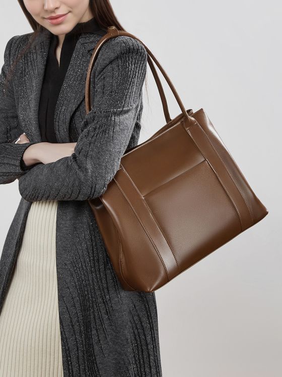 Elova Handcrafted Genuine Leather Tote Bag in Black - E812 view 6