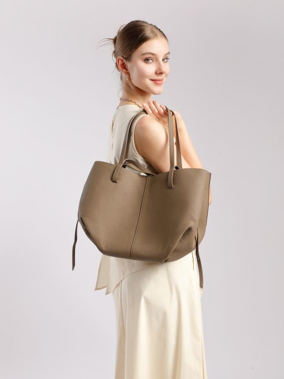 Elova Handcrafted Genuine Leather Tote Bag in Black - E719 view 3