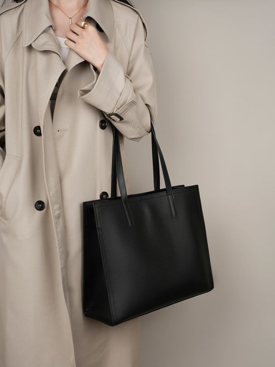 Elova Handcrafted Genuine Leather Tote Bag in Black - E282 view 2