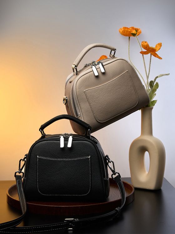 Elova Handcrafted Genuine Leather Crossbody Bag in Black - E385 view 6