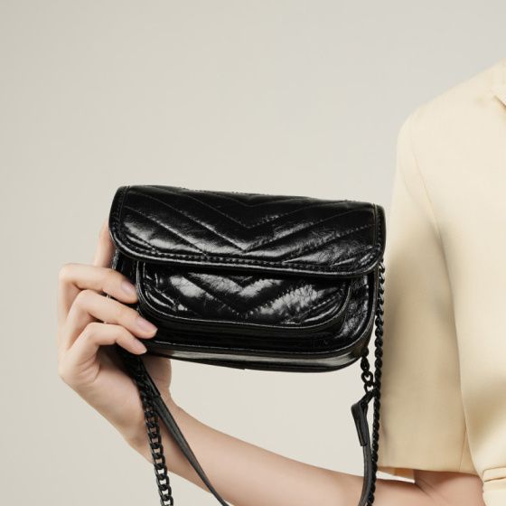 Elova Handcrafted Genuine Leather Crossbody Bag in Black - E433 view 2