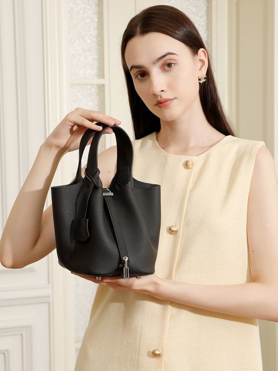 Elova Handcrafted Genuine Leather - Bag in Black - E693 view 6