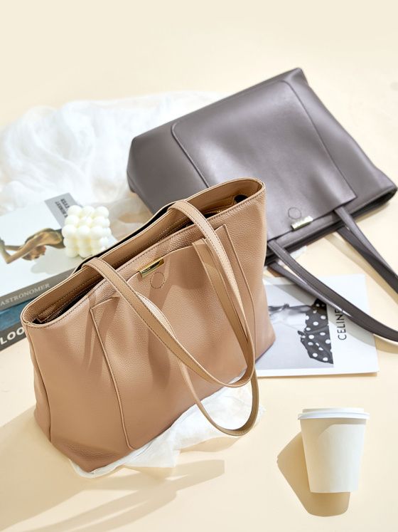 Elova Handcrafted Genuine Leather Tote Bag in Gray - E273 view 4