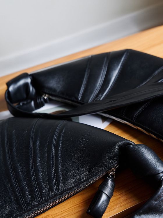 Elova Handcrafted Genuine Leather Crossbody Bag in Black - E403 view 5