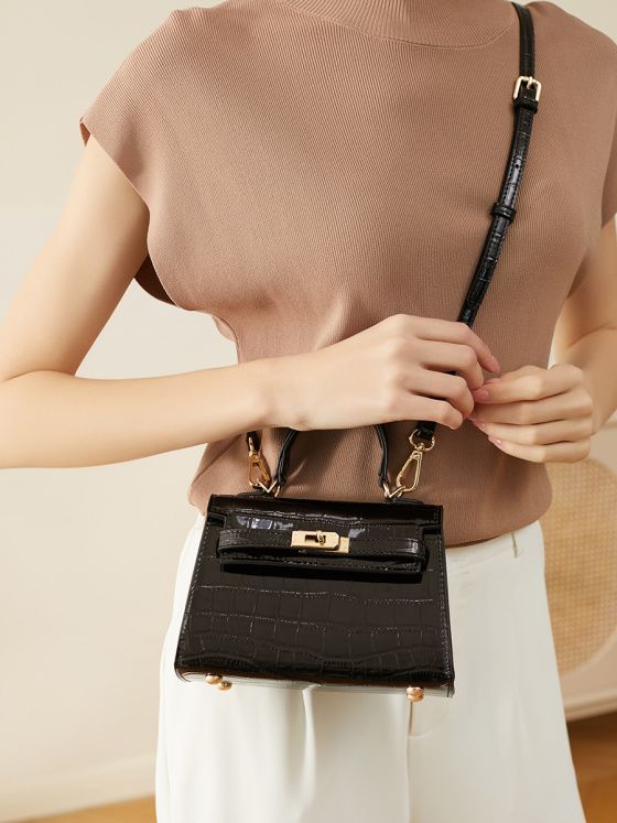 Elova Handcrafted Genuine Leather Crossbody Bag in Black - E258 view 3