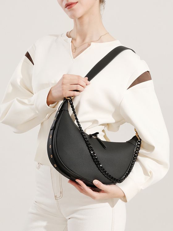 Elova Handcrafted Genuine Leather Bag in Black - E588 view 3