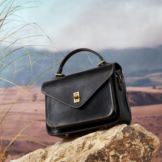 Elova Handcrafted Genuine Leather Crossbody Bag in Black - E315 view 6