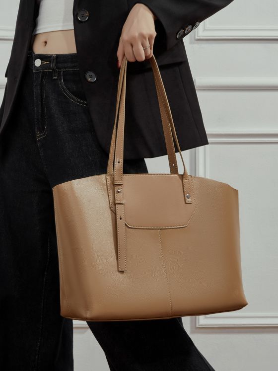 Elova Handcrafted Genuine Leather Tote Bag in Black - E762 view 2