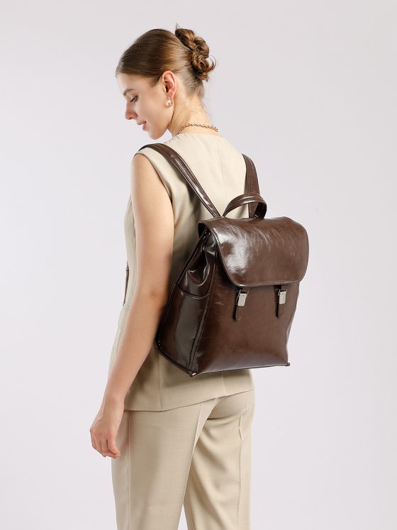 Elova Handcrafted Genuine Leather Backpack in Black - E715 view 6