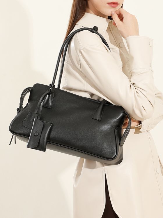 Elova Handcrafted Genuine Leather Tote Bag in Black - E573 view 5