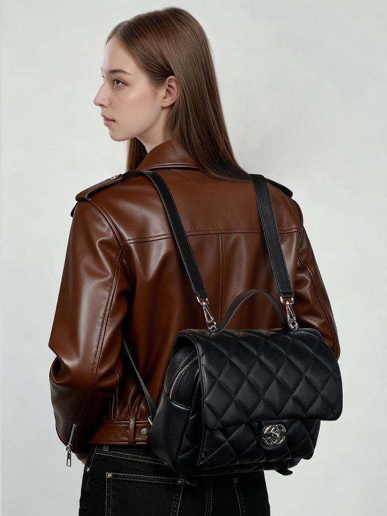 Elova Handcrafted Genuine Leather Bag in Black - E658 view 4