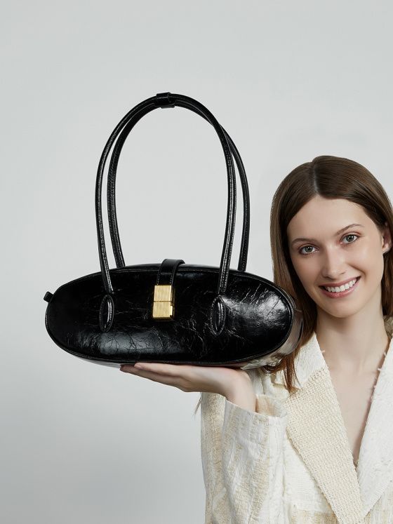 Elova Handcrafted Genuine Leather Underarm Bag - Commuter Design in Black - E650 - E650 view 3