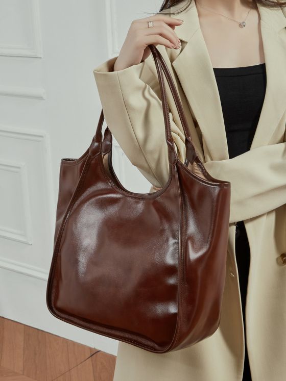 Elova Handcrafted Genuine Leather Tote Bag in Black - E771 view 5