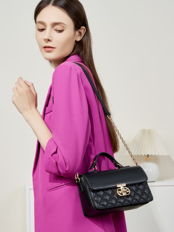 Elova Handcrafted Genuine Leather Bag in Black - E426 view 6