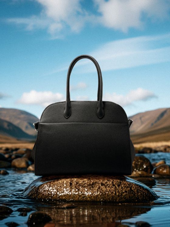 Elova Handcrafted Genuine Leather Tote Bag in Black - E567 view 5