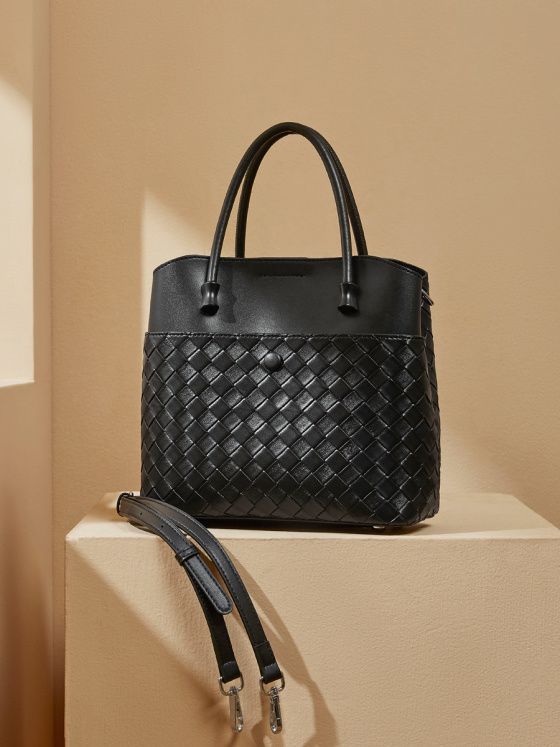 Elova Handcrafted Genuine Leather Tote Bag in Black - E465 view 2