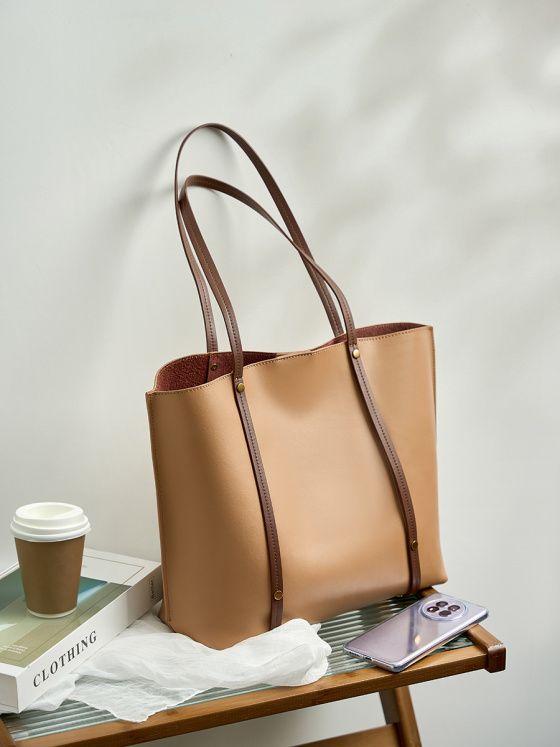 Elova Handcrafted Genuine Leather Tote Bag in Brown - E275 view 5