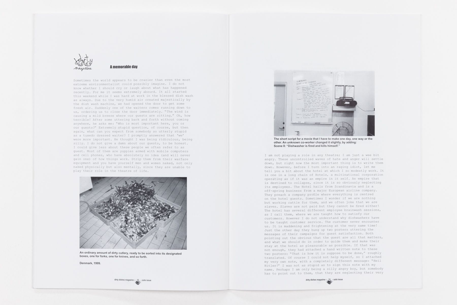 Dirty Dishes Magazine inside spread