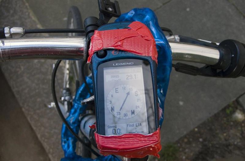 GPS taped unto my bike (on my way to IRR85)