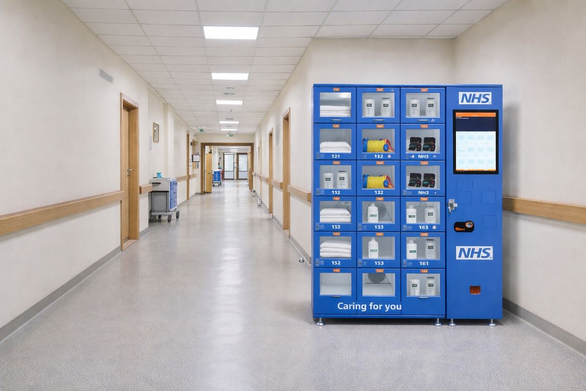 Vendsmart Vault 18 locker in hospital corridor 